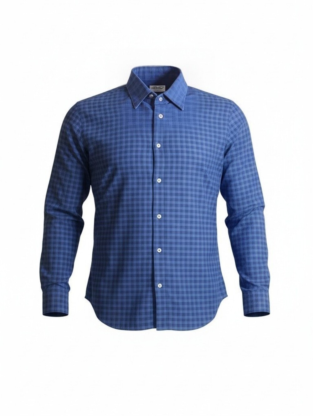 Piattelli Barneys New York Mens XL Navy Woven Check 100% Cotton Button Up